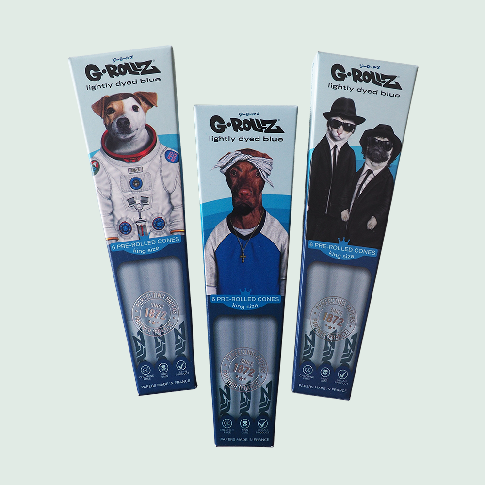 G-ROLLZ - 6er Pack Dyed Blue "PETS ROCK" Pre-Rolled Cones